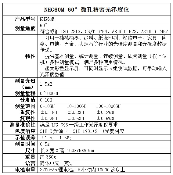 小口徑光澤度測(cè)試儀參數(shù)